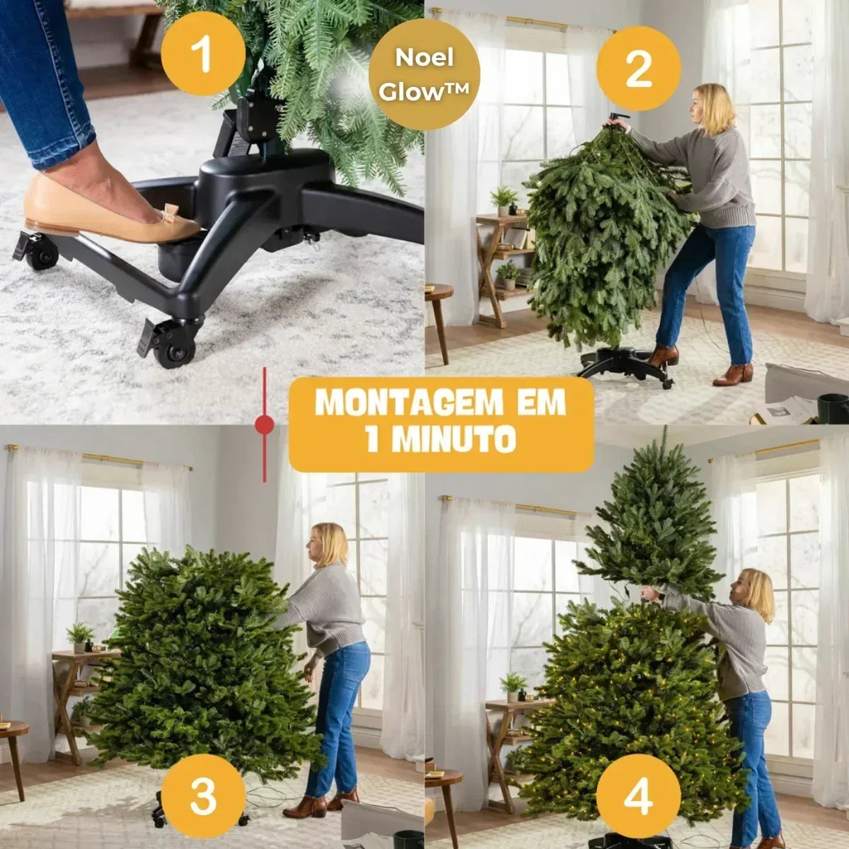 NatalGlow™ - Árvore de Natal Americana com LEDs Embutidos